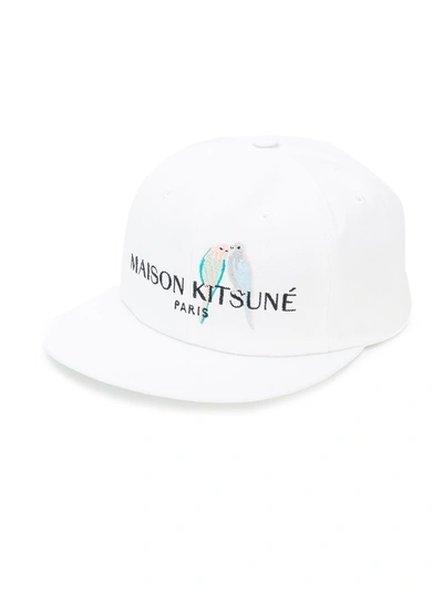 Shop Maison Kitsuné Designer Embroided Cap - White