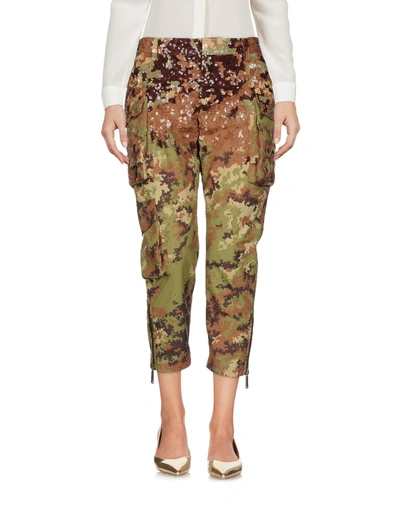 Shop Dsquared2 Cropped Pants & Culottes In Military Green