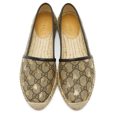 Shop Gucci Beige Gg Supreme Bee Espadrilles