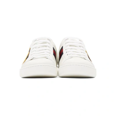 Shop Gucci White Embroidered Loved New Ace Sneakers In 9095 White