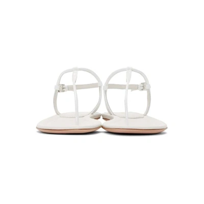 Shop Prada White T-strap Flat Sandals In F0009 White