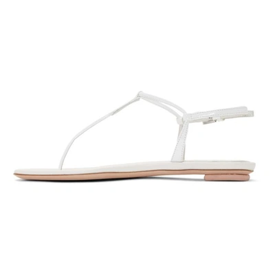 Shop Prada White T-strap Flat Sandals In F0009 White