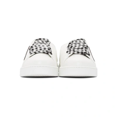 Shop Miu Miu White Gingham Ribbon Sneakers In F0009 White