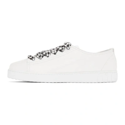 Shop Miu Miu White Gingham Ribbon Sneakers In F0009 White