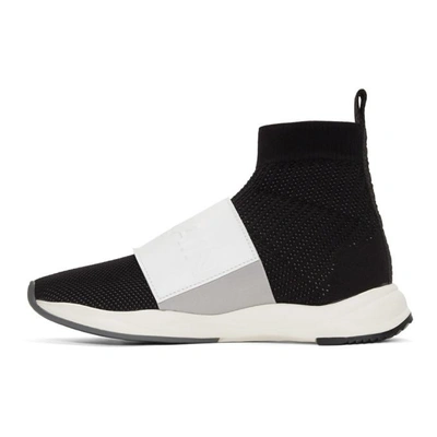 Shop Balmain Black And White Cameron High-top Sneakers In 181 Wht/blk