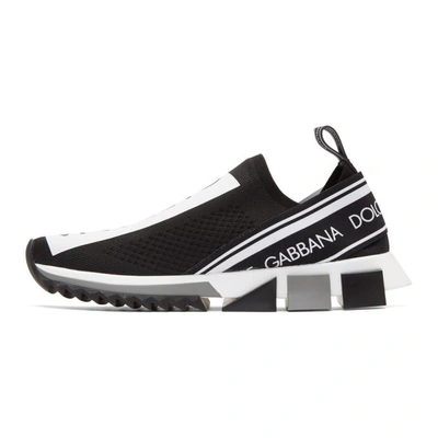 Shop Dolce & Gabbana Black And White Runaway Knit Sneakers