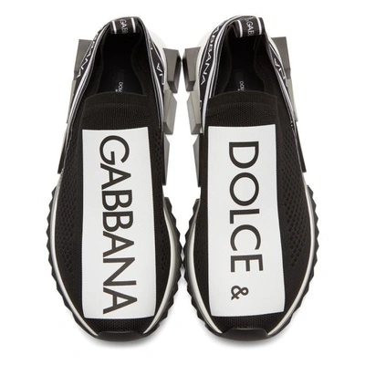 Shop Dolce & Gabbana Black And White Runaway Knit Sneakers