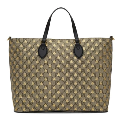 Gucci Brown Gg Supreme Bees Tote ModeSens