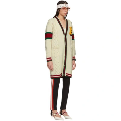 Shop Gucci White Wool Guccy Tiger Cardigan In 9169 White