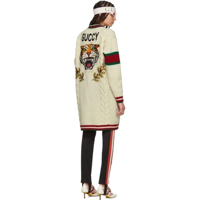 Shop Gucci White Wool Guccy Tiger Cardigan In 9169 White