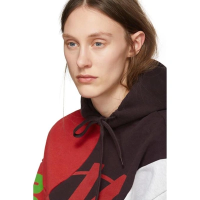 Shop Vetements Red And Grey Cut-up Hoodie In Multi