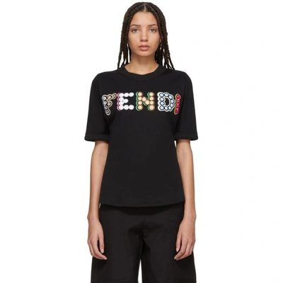 Shop Fendi Black Stones Logo T-shirt