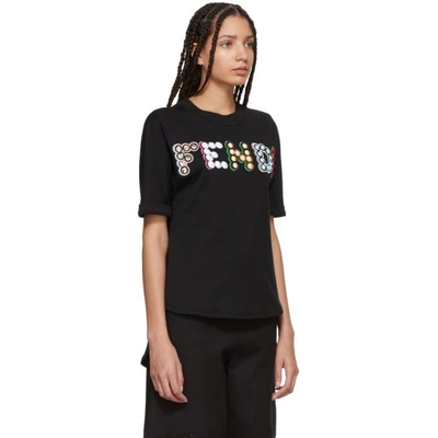 Shop Fendi Black Stones Logo T-shirt