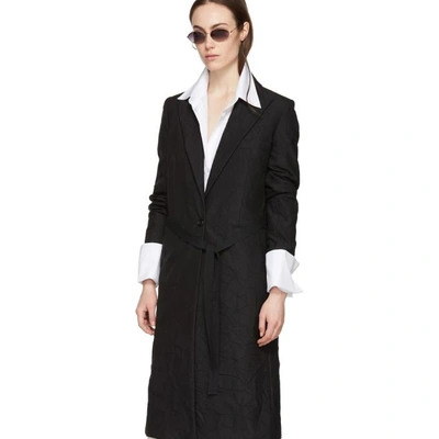 Shop Ann Demeulemeester Black Wrinkled Peyton Coat