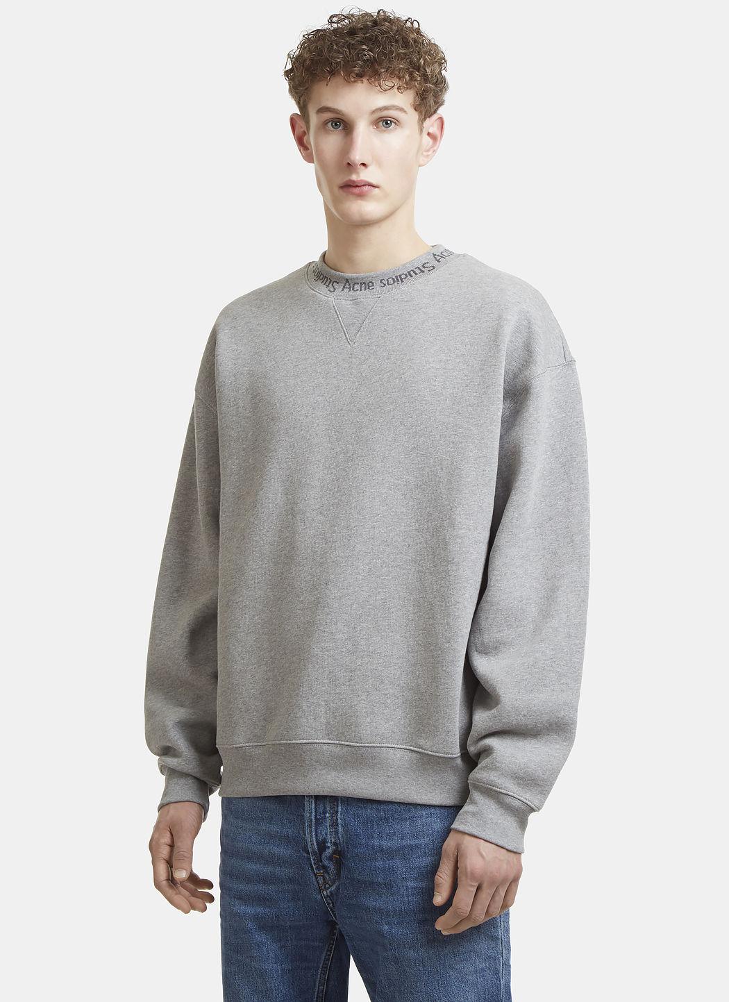 Acne Studios Flogho Logo Crew Neck Sweater In Grey Modesens