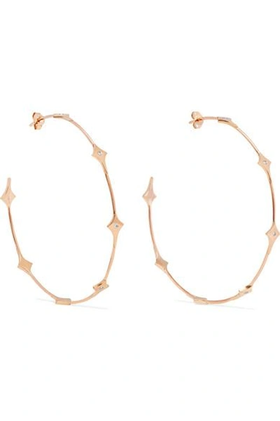 Shop Diane Kordas Shield 18-karat Rose Gold Diamond Hoop Earrings