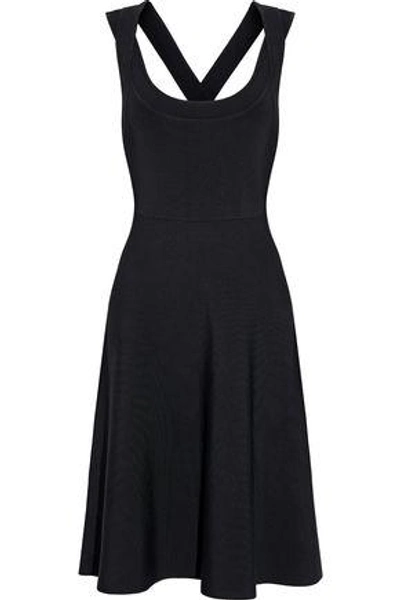 Shop Alexander Wang T Fluted Ribbed Stretch-knit Dress In Black