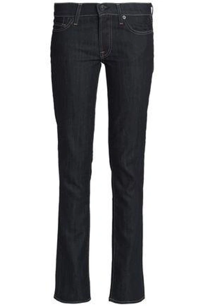 Shop 7 For All Mankind Woman The Skinny Mid-rise Jeans Dark Denim