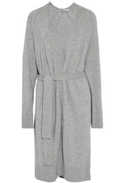 Shop Alexander Wang T Woman Ribbed-knit Wool And Cashmere-blend Cardigan Gray