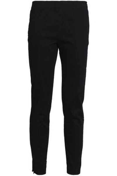 Shop Alexander Wang T Woman Cotton-gabardine Slim-leg Pants Black