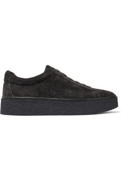 Shop Vince Woman Suede Platform Sneakers Charcoal