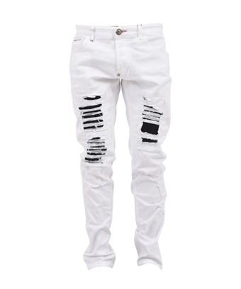 Philipp Plein Men's White Cotton Jeans 