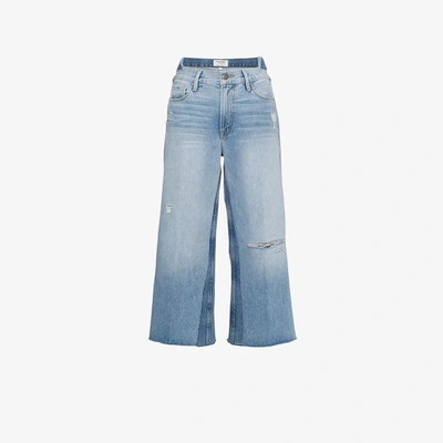 Shop Frame Denim Le Reconstructed Cropped Patchwork Jeans In Blue