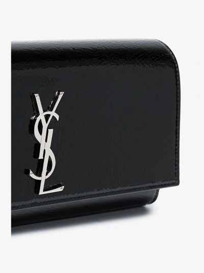 Shop Saint Laurent Black Monogram Kate Patent Leather Clutch