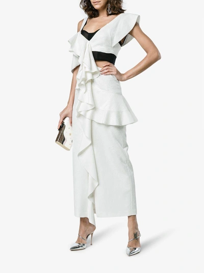 Shop Proenza Schouler One-shoulder Long Midi Ruffle Dress In White