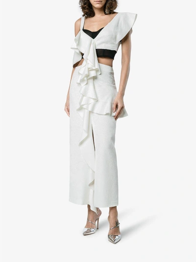 Shop Proenza Schouler One-shoulder Long Midi Ruffle Dress In White