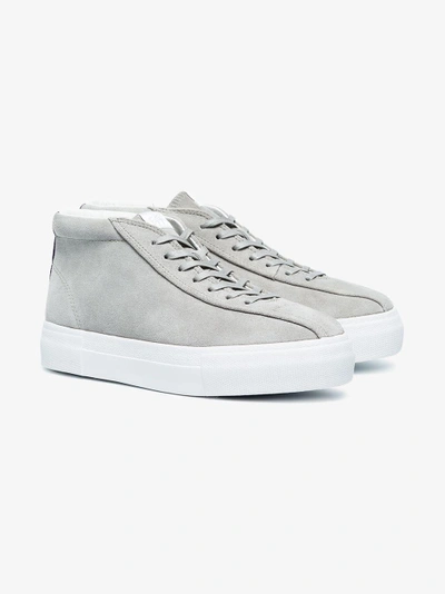 Shop Eytys Grey Mother Suede Mid-top Sneakers