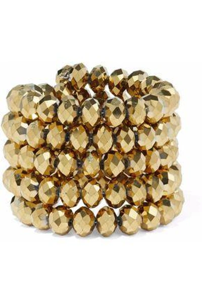 Shop Kenneth Jay Lane Woman Gold-tone Beaded Bracelet Gold