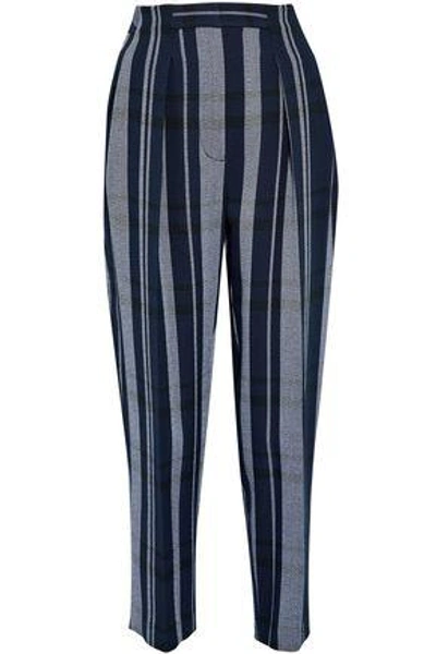 Shop 3.1 Phillip Lim / フィリップ リム Woman Pleated Striped Crepe Tapered Pants Midnight Blue