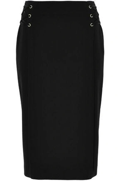 Shop Jason Wu Woman Lace-up Pleated Crepe Skirt Black