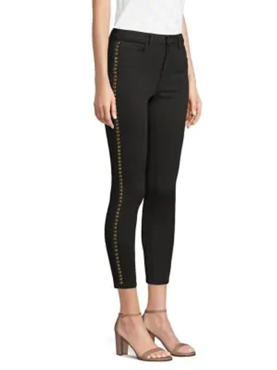 Shop L Agence Margot High-rise Cropped Studded Skinny Jeans In Noir