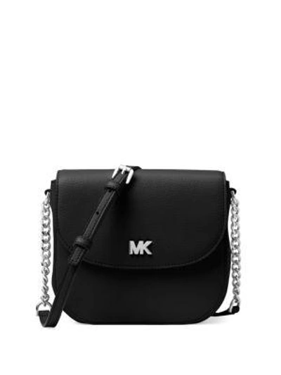 Shop Michael Michael Kors Half Dome Leather Crossbody Bag In Black