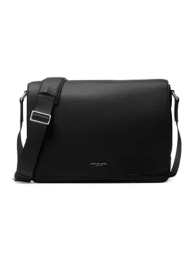 Shop Michael Kors Leather Messenger Bag In Black