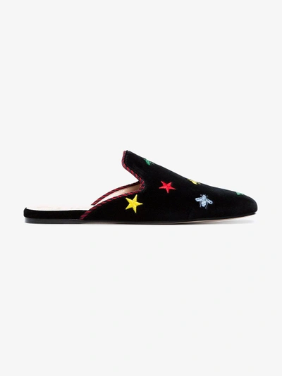 Shop Gucci Black Kibi Velvet Mules