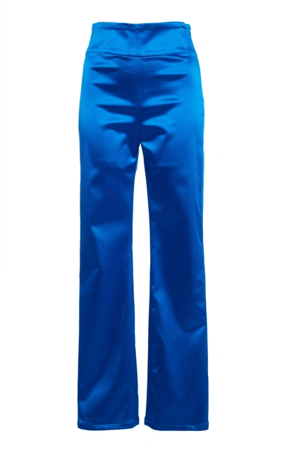 Shop Adam Selman Satin Sandy Pant In Blue