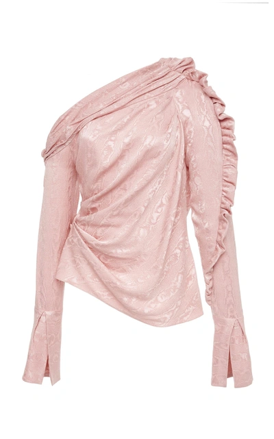 Shop Hellessy Belle Shoulder Frill Blouse In Pink