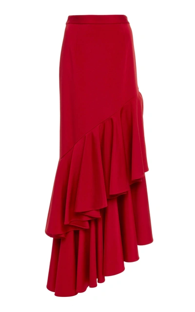Shop Hellessy Poppy Ruffle Skirt In Red