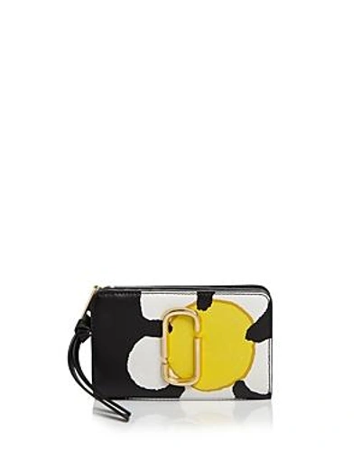 Shop Marc Jacobs The Grind Compact Leather Wallet In Yellow Multi/gold