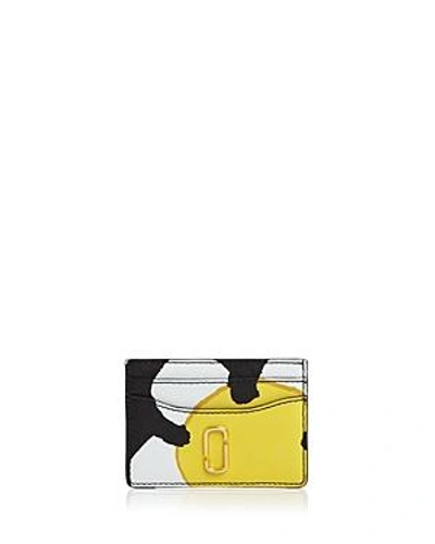 Shop Marc Jacobs Leather Card Case In Yellow Multi/gold