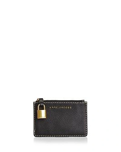 Shop Marc Jacobs The Grind Top Zip Multi Wallet In Black/gold