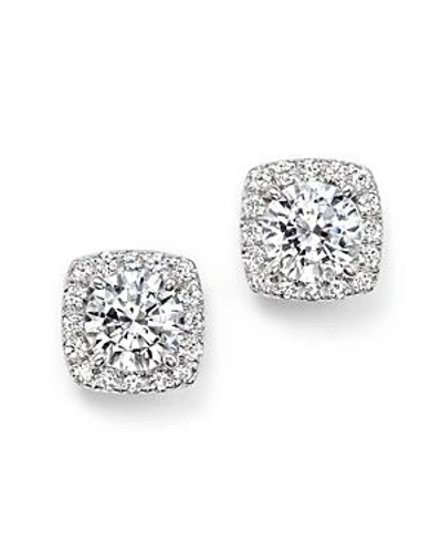 Shop Bloomingdale's Certified Diamond Halo Stud Earrings In 14k White Gold, 2.30 Ct. T.w. - 100% Exclusive