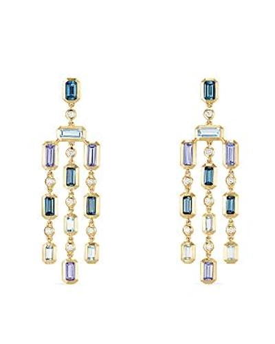 Shop David Yurman Novella Earrings In Hampton Blue Topaz, Aquamarine & Tanzanite With Diamonds In Multi/gold