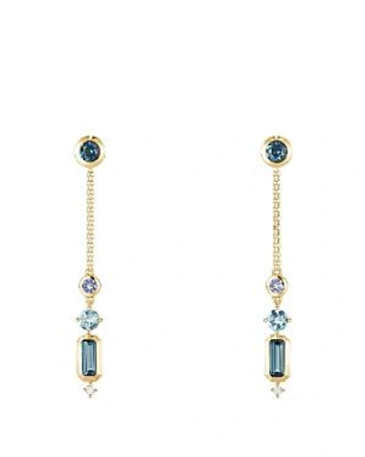 Shop David Yurman Novella Drop Earrings In Hamtpon Blue Topaz, Tanzanite & Aquamarine With Diamonds In Multi/gold