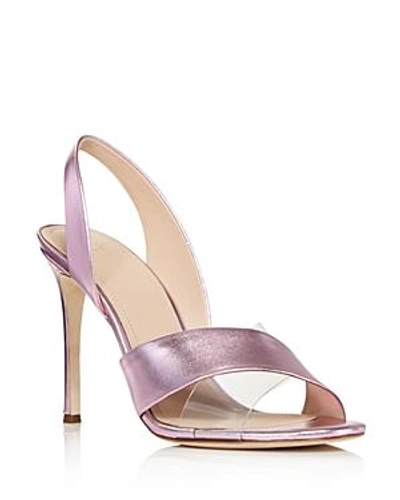 Shop Pour La Victoire Women's Elly Metallic Leather Illusion High-heel Slingback Sandals In Orchid