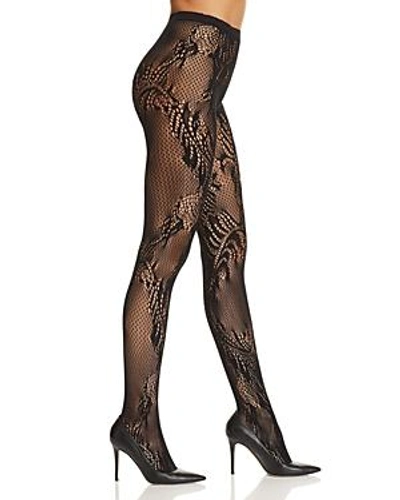 Shop Natori Feather Lace Tights In Black