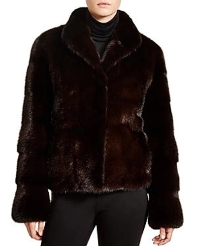 Shop Maximilian Furs Maximilian Stand Collar Mink Coat In Choco